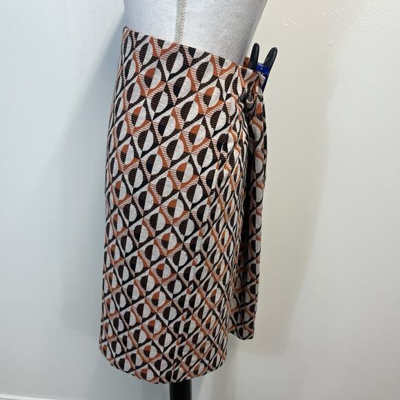 Nine West Skirt size 16 Brown orange Circles Straight Knee Stretch Sweater Knit - Picture 5 of 7